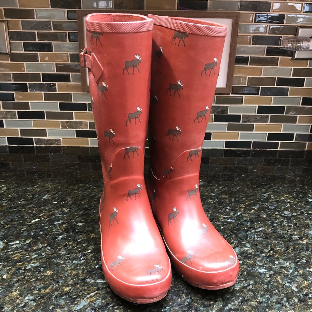 L.L. Bean Wellie Moose Print Rain Boots